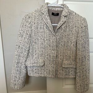 Theory Women's Tweed Crop Jacket, Ivory Multi